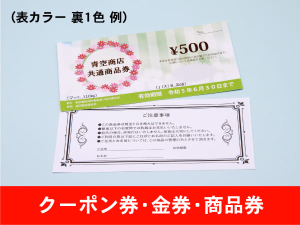 お食事券,割引券,サービス券など クーポン券 金券 商品券 表カラー 裏1色